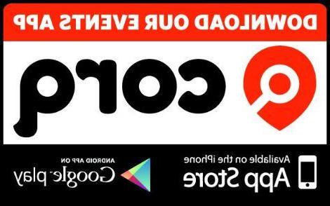 Corq app logo explaining that you can download it in the app store or google play